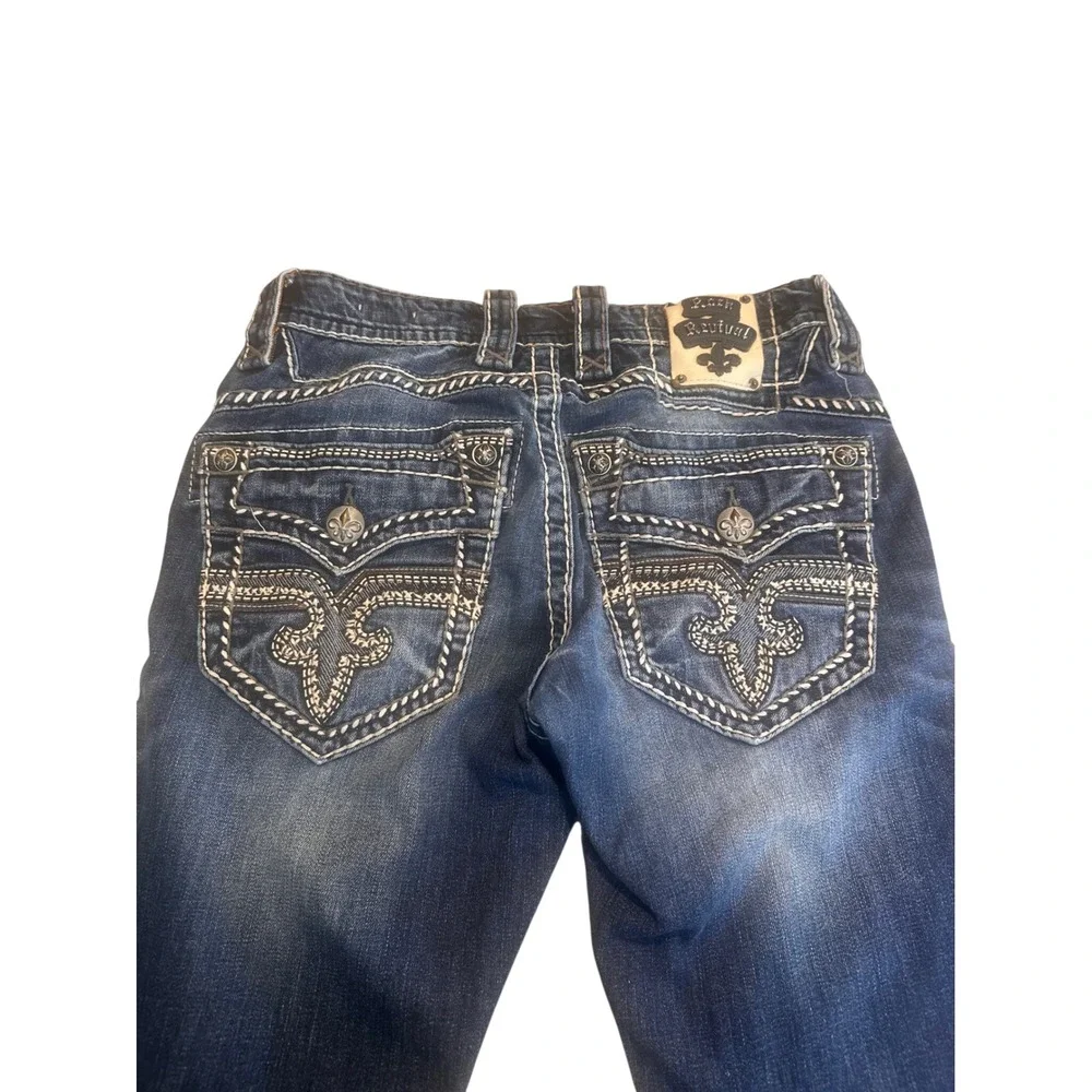 Rock Revival Rhays Bootcut Jeans Mens 29 Dark Wash Distressed Y2K Grunge